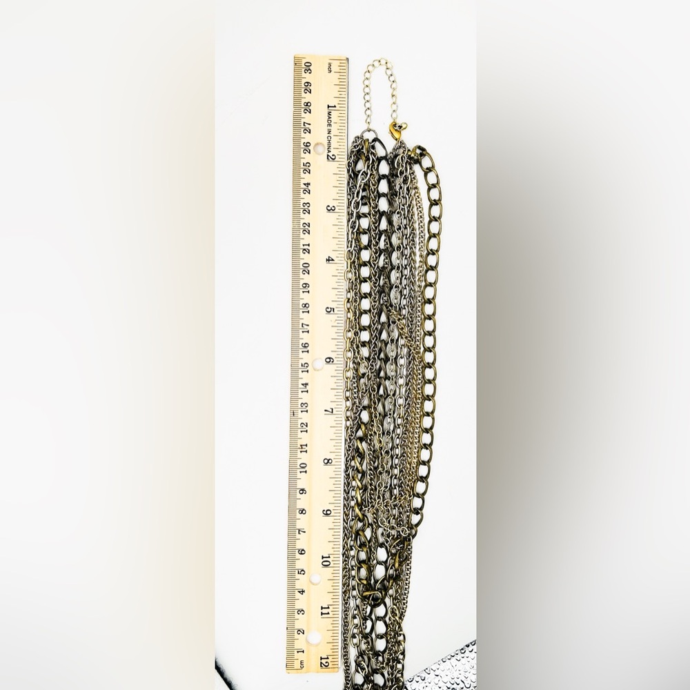 Vintage 7-Strand Mixed Metal Layered Chain Necklace - Picture 10 of 10